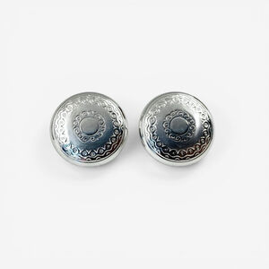 Vintage Coro Silver Tone Button Earrings Signed Mid Century Screwback 50s Domed
